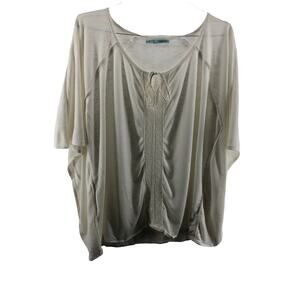 Maurices White Embroidered Tie Bust Dolman Sleeve Blouse Women's Size XXL